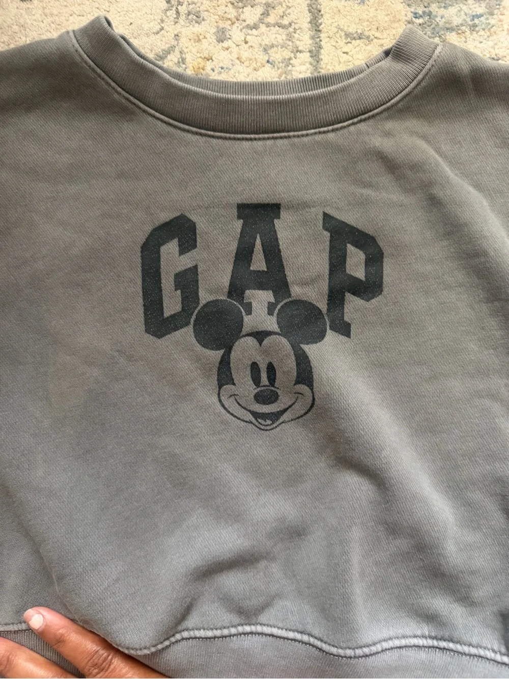 GAP Kids Taupe Gray Mickey Sweatshirt and Wide-Leg Sweatpants Set